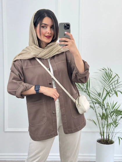 مانتو کتان جیب پایین آرنیکا