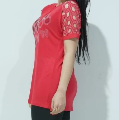 زنانه نگین‌دار لیزری | تیشرت زنانه نگین‌دار لیزری کد 15