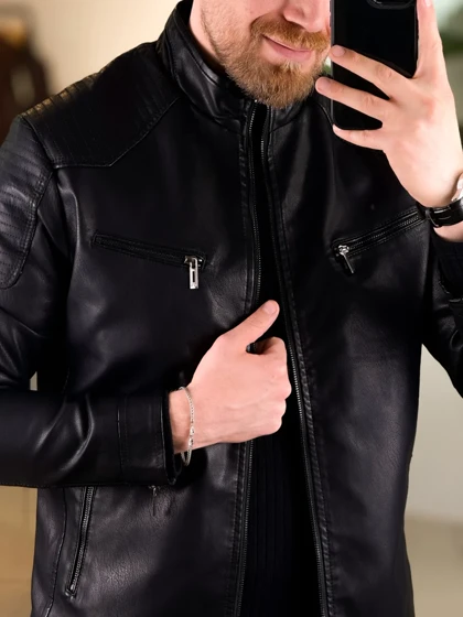 کت چرم مشکی 6202