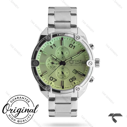 ساعت کرست مردانه 6312-3 فول تایم استیل صفحه سبز Crest-10960-G
