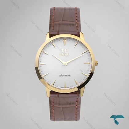 ساعت انزو EC-1702GEL زنانه طلایی بند چرم قهوه ای Enzo-8110-L