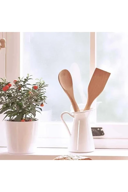 ست قاشق و کاردک چوبی KORKMAZ مدل Natura - سفید