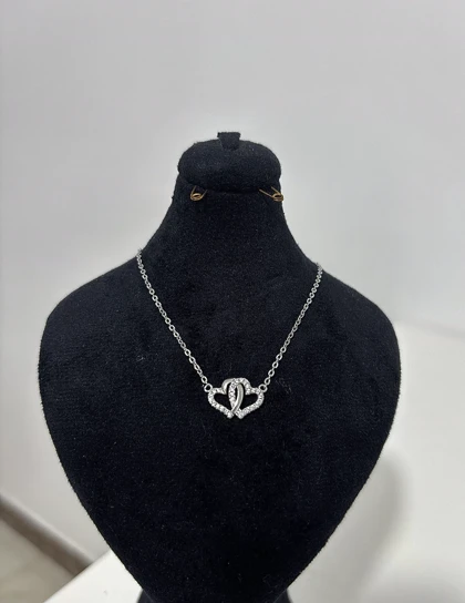 گردنبند نقره زنانه قلب درهم مینیمال 999