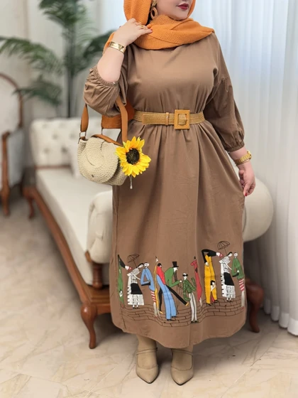 پیراهن لینن آدمک 3128