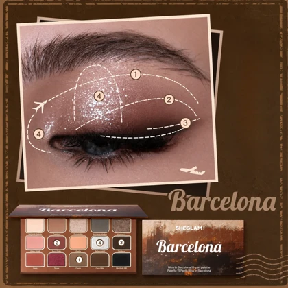 پالت سایه چشم شیگلم SHEGLAM مدل Bliss In Barcelona با 15 رنگ مات و شاین