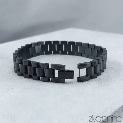 دستبند رولکس مردانه سه رج مشکی 40137