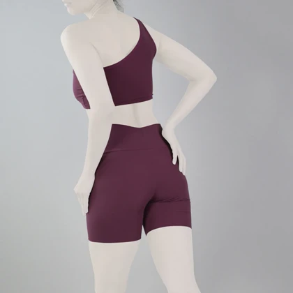 ست نیم‌تنه و کشاله بند ورزشی زنانه لولولمون مدل 7102 بادمجانی