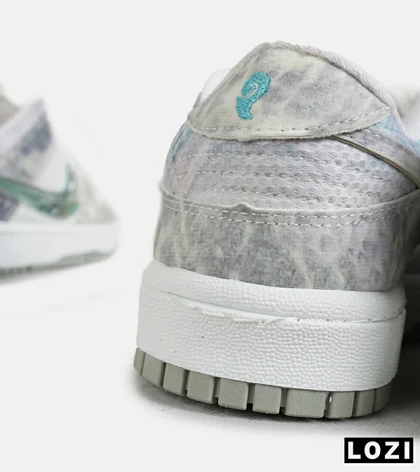 کفش کتانی مردانه و زنانه طوسی سفید سبز نایک NIKE dunk low steam puppet