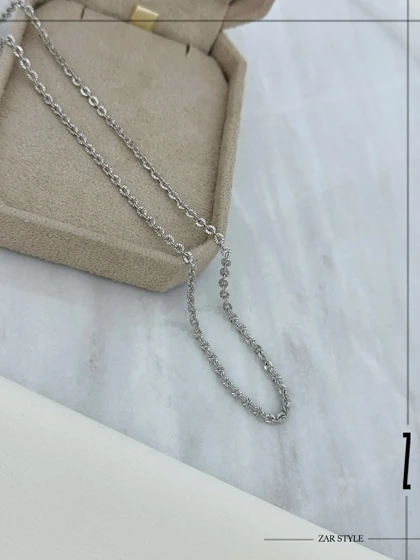 گردنبند زنجیر حلقه‌ای تراش‌دار 2 میل