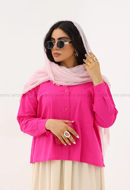 شومیز زنانه لینن پشت پیله کد1006328