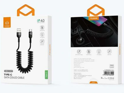 کابل شارژ سریع و انتقال داده تایپ سی تلفنی مک دودو Mcdodo CA-642 Data Coiled Type-C Cable 1.8M