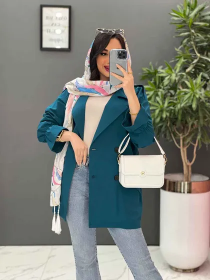 مانتو کتی چهاردکمه آستین کش