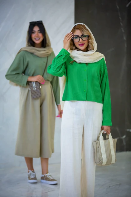 مانتو پیراهنی کراپ خطی