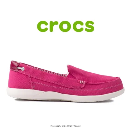 لوفر زنانه کراکس - Crocs Walu 2 Striped Floral Loafer Berry/Oyster