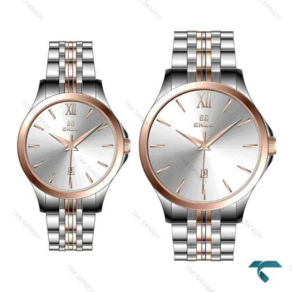 ست ساعت عروس دامادی انزو EC-612KES دورنگ رزگلد Enzo-8096-S