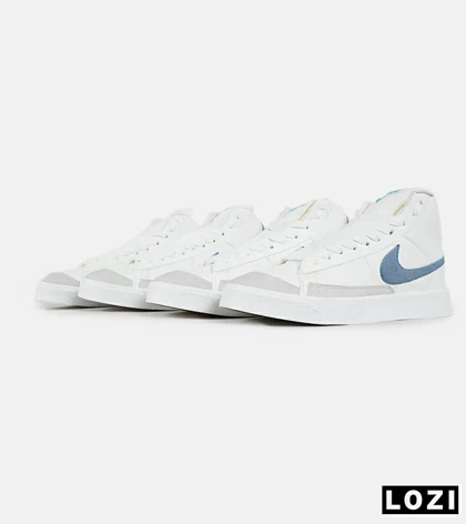 کفش کتانی ساق‌دار مردانه و زنانه سفید آبی Nike Blazer Low 77