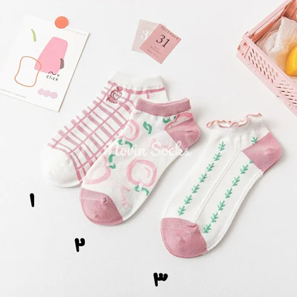 جوراب مچی طرح Peach