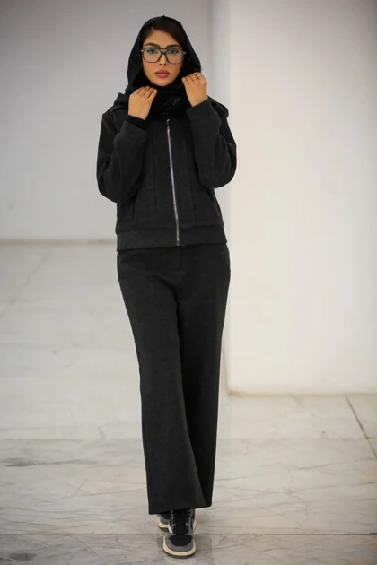 سویشرت زنانه کلاهدار استردار