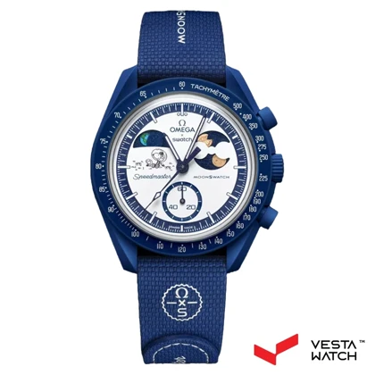 ساعت مچی امگا سواچ مدل MISSION TO EARTHPHASE - MOONSHINE GOLD SO33N704L