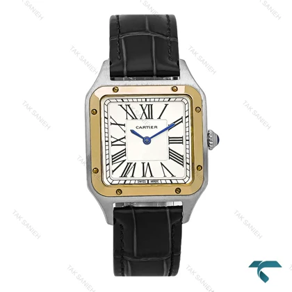 ساعت کارتیر سانتوس دومونت دورنگ طلایی متوسط Cartier-8305-G