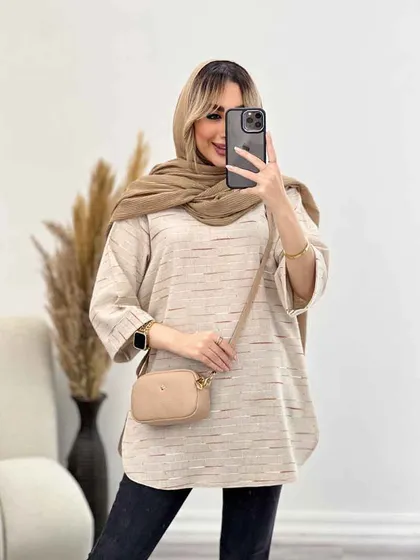 مانتو لینن نچرال یقه چاک