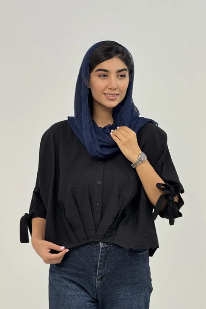 شومیز پیلی دار آستین پاپیونی