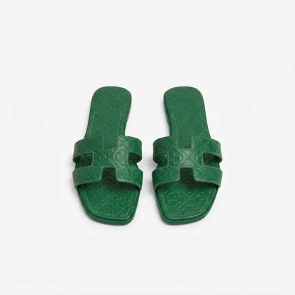 صندل دمپایی هرمس طرح گوچی سبز کد 295970