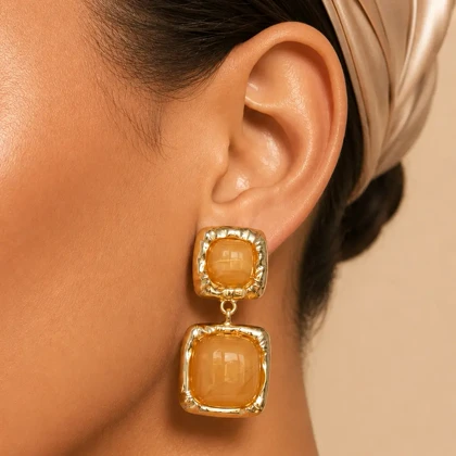 گوشواره مدل Golden Amber - کد 8542
