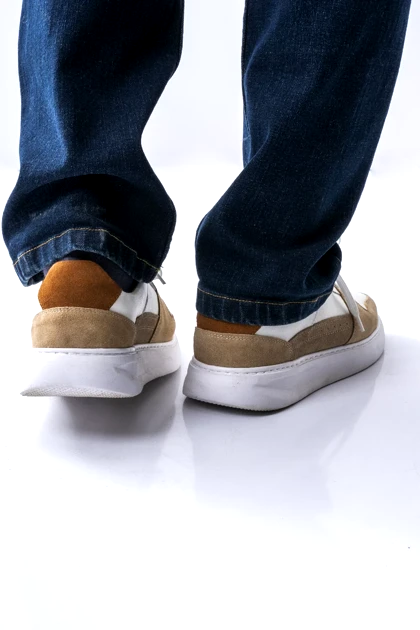 کفش چرم و اشبالت طبیعی دو رنگ مردانه