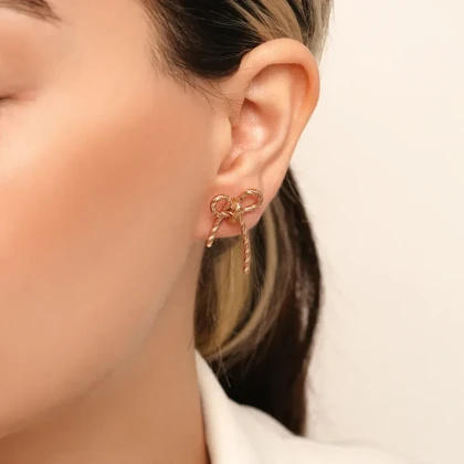 گوشواره میخی پاپیون ترند و خاص فوق العاده زیبا از برند ژوپینگ