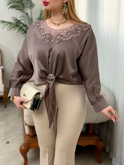 شومیز دانتل ساتن 3715