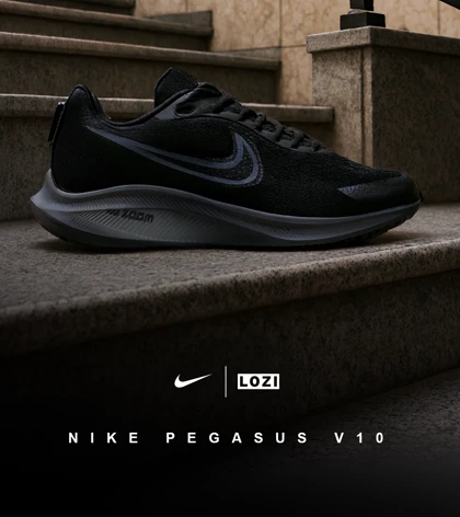 کفش کتانی بزرگ پا مشکی طوسی نایک NIKE PEGASUS V10 مدل 7874