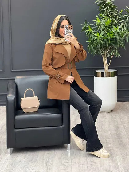بارانی کمردار آستین سگک