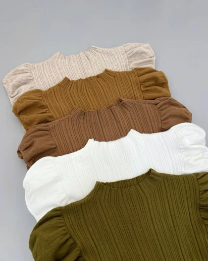 تاپ بافت استین پلیسه کد 4359