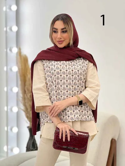 وست طرح دار لینن نچرال