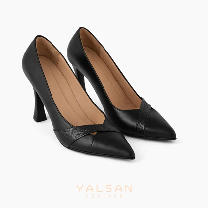 کفش پاشنه‌دار زنانه چرم یلسان مدل سیلا کد 693-GAN