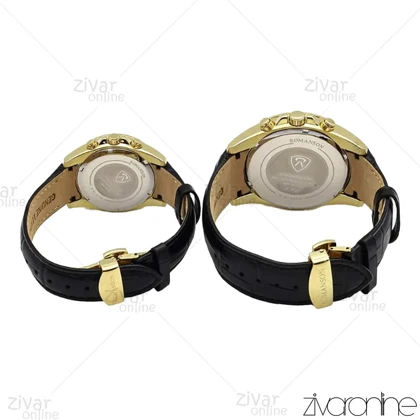 ست ساعت رومانسون سه موتوره مدل VIP بند چرم مشکی 105943