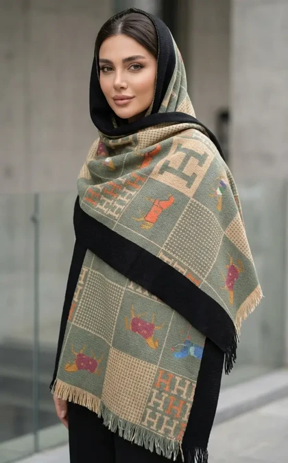 شال بافت طرح هرمس - گرمای لوکس در روزهای سرد