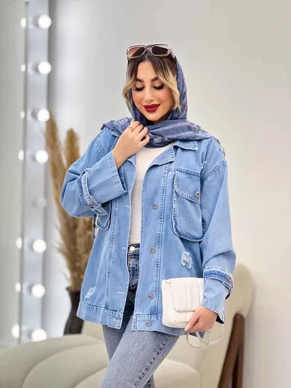 مانتو جین دو جیب پاکتی زاپ‌دار