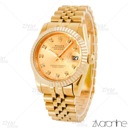 ساعت رولکس دیت جاست مردانه تمام طلایی ایندکس نگین‌دار 104521