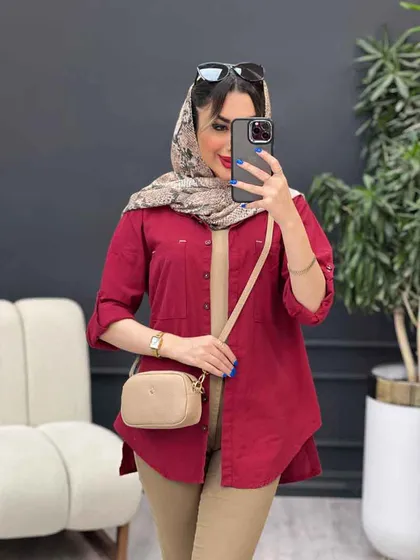 مانتو لینن رنگی بغل پنج دکمه