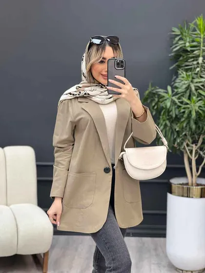 مانتو لینن کتی تک دکمه