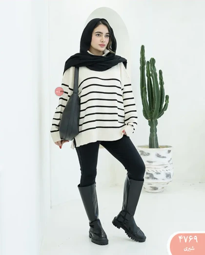 بافت راه راه نیم زیپ 4769