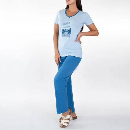 ست تیشرت و شلوار راسته زنانه/کد:6327