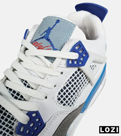 کفش کتانی ساق‌دار مردانه و زنانه سفید آبی NIKE jordan 4 مدل 7717