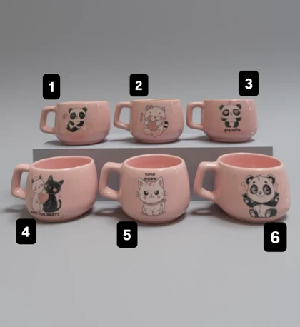 ماگ سرامیکی صورتی طرحدار