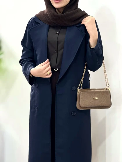 مانتو کتی بلند بزیاق با کمربند مهشید