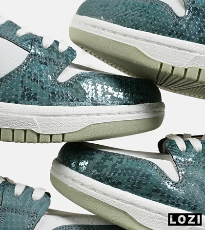 کفش کتانی مردانه و زنانه سبز سفید NIKE dunk low steam puppet مدل 7222