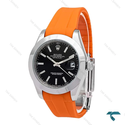 ساعت مردانه رولکس DateJust 2 بند رابر نارنجی Rolex-6609-G