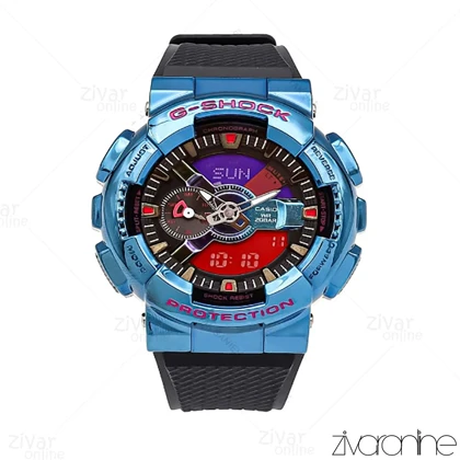 ساعت جی شاک GM110H مردانه مشکی قاب آبی 106024